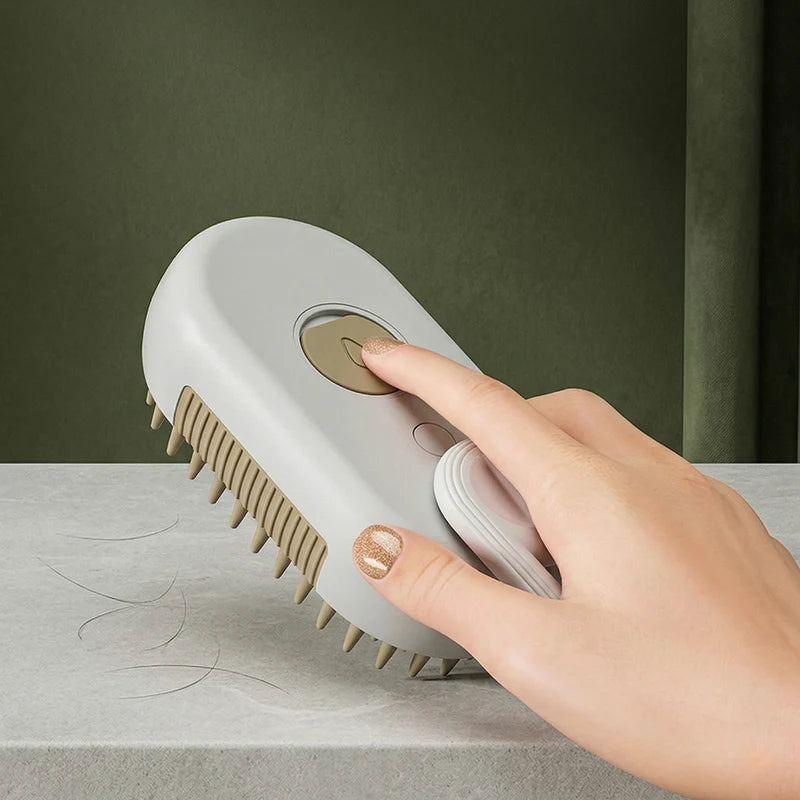 3-in-1 Pet Steam Brush – USB Rechargeable Grooming & Massage