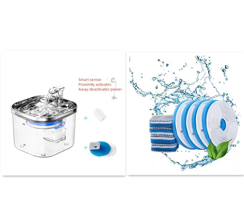 Stainless Steel Automatic Circulation Water Dispenser 2L for Dogs and Cats
