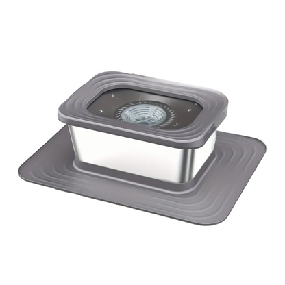 Slow-Feed Dog Water Bowl 10L Stainless Steel With Anti Spill Rim And Silicone Mat